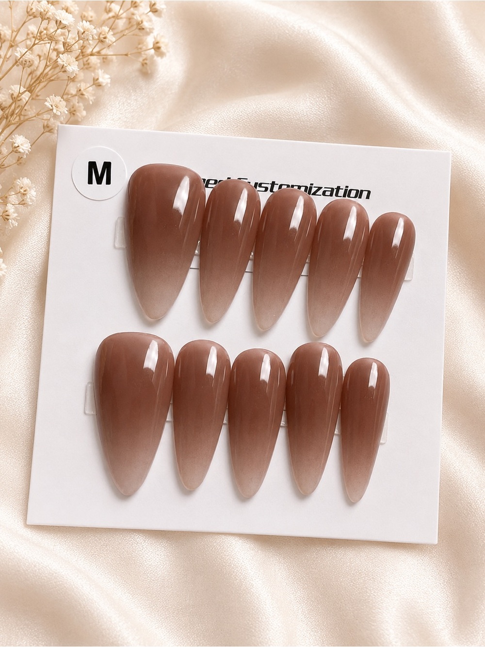 Glossy Nude Ombre Stiletto Press-On Nails size medium